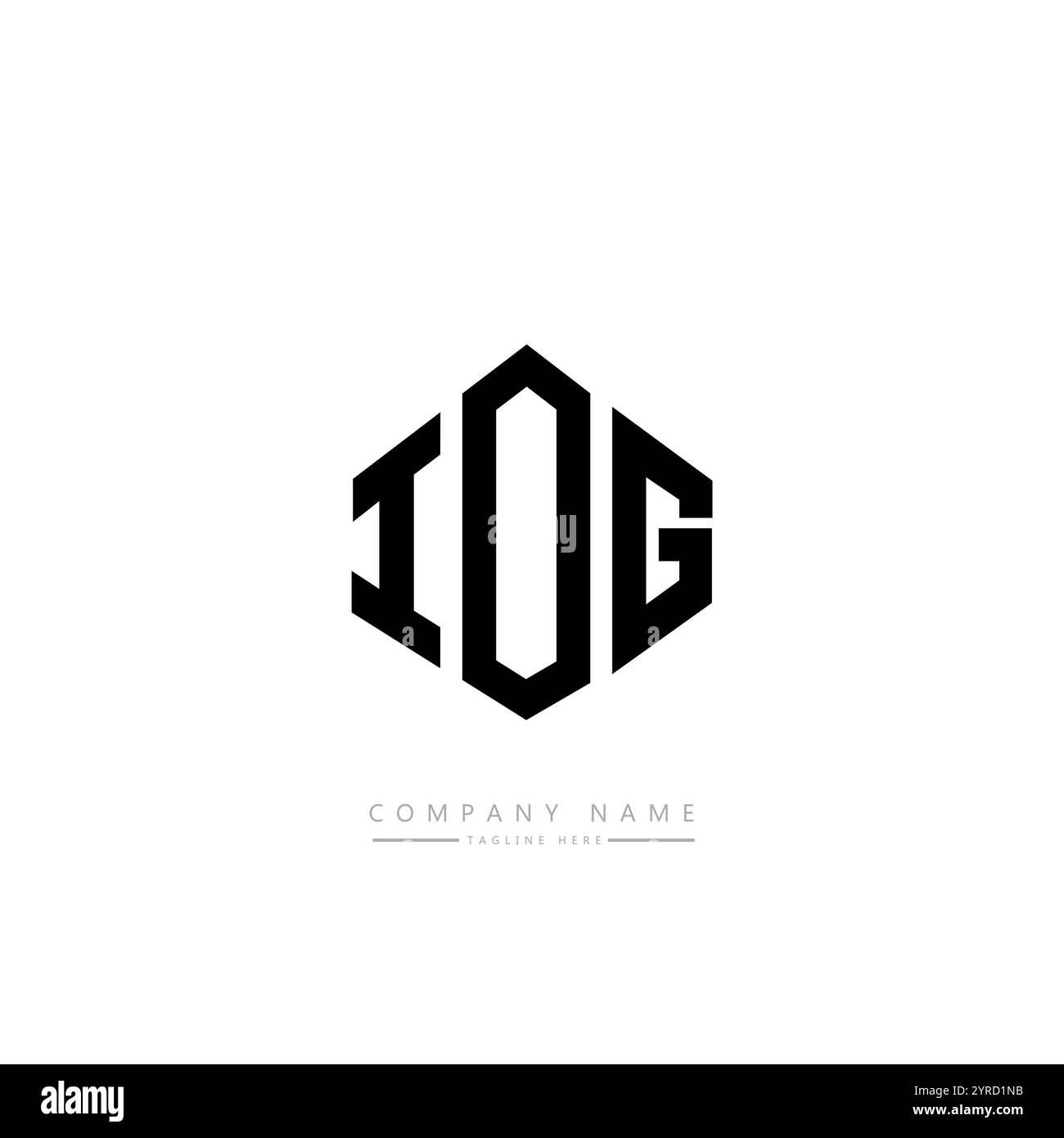 Logo IOG Letter avec forme de polygone. Logo IOG polygone et forme de cube. Modèle de logo vectoriel IOG hexagonal couleurs blanches et noires. Monogr IOG Illustration de Vecteur