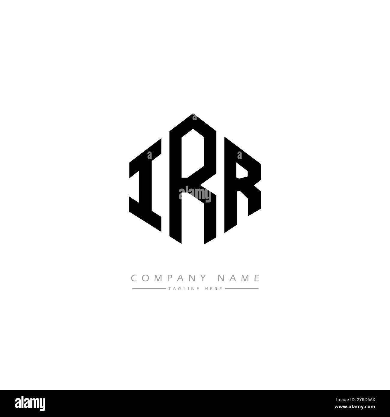 Design de logo de lettre IRR avec forme de polygone. Logo IRR polygone et forme de cube. Modèle de logo vectoriel hexagonal IRR couleurs blanches et noires. Monogr IRR Illustration de Vecteur