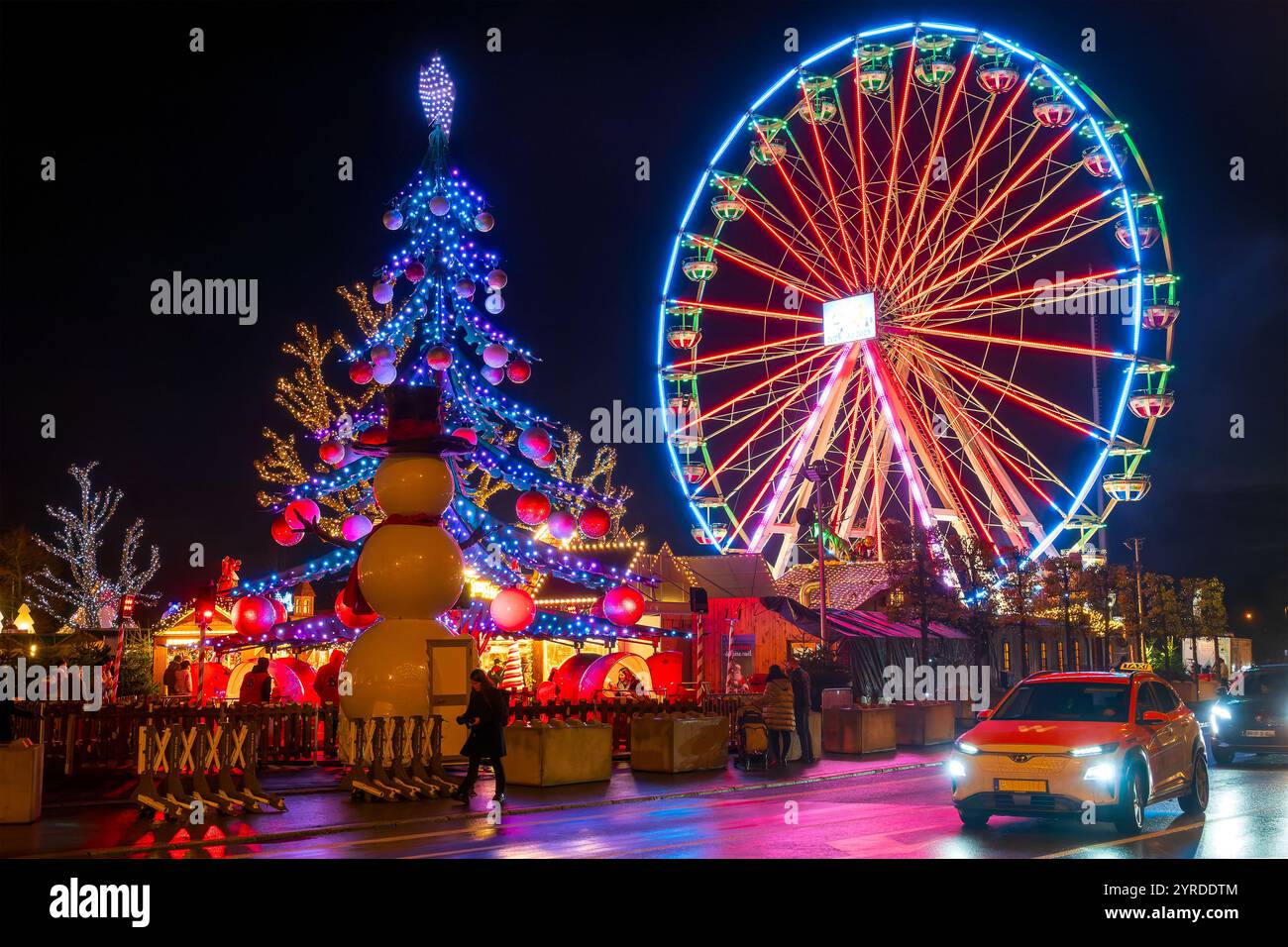 Le Wantermaart (marché d'hiver) sur la place de la Constitution à Luxembourg, Luxembourg Banque D'Images