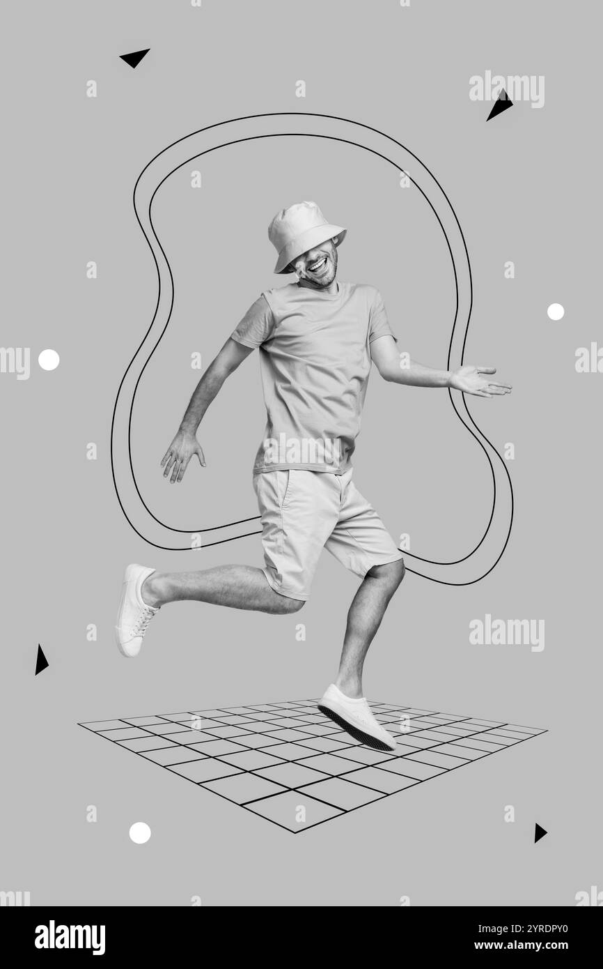 Photo créative 3D collage art poster photo de Happy gay amusez-vous festive fêtez les vacances boîte de nuit isolée sur fond de peinture Banque D'Images