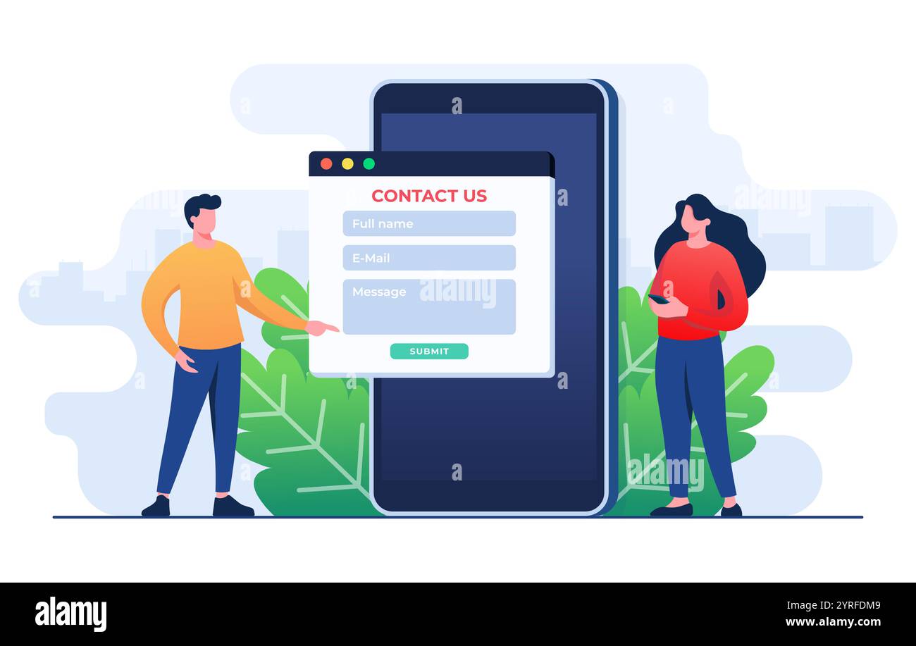 Formulaire de contact sur écran plat de smartphone illustration pour bannière web, application mobile, landing page, présentation commerciale, bannière de site web, assistance clientèle Illustration de Vecteur Formulaire de contact sur écran plat de smartphone illustration pour bannière web, application mobile, landing page, présentation commerciale, bannière de site web, assistance clientèle Illustration de Vecteur