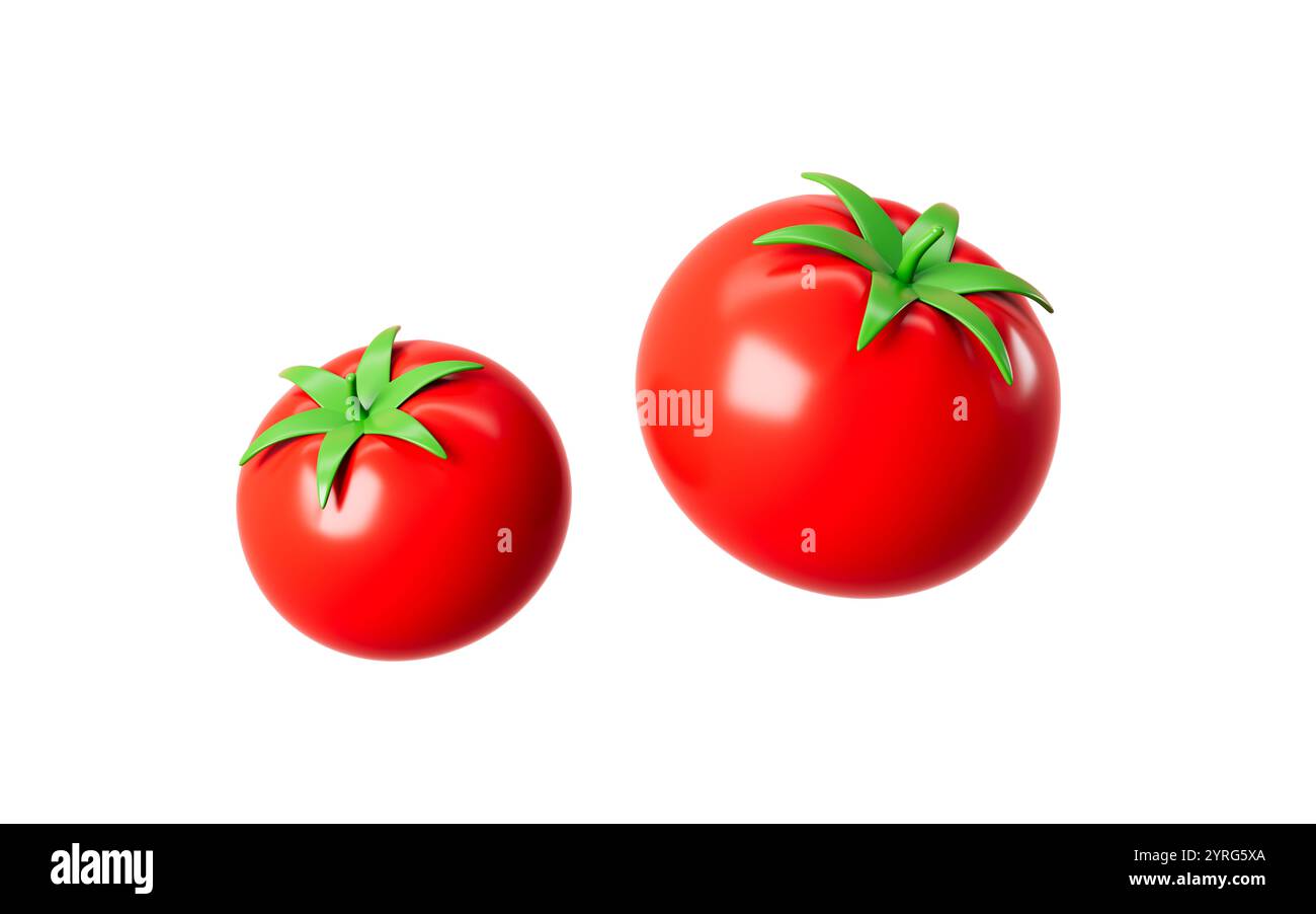Modèle de tomate de dessin animé, rendu 3D. illustration 3d. Banque D'Images