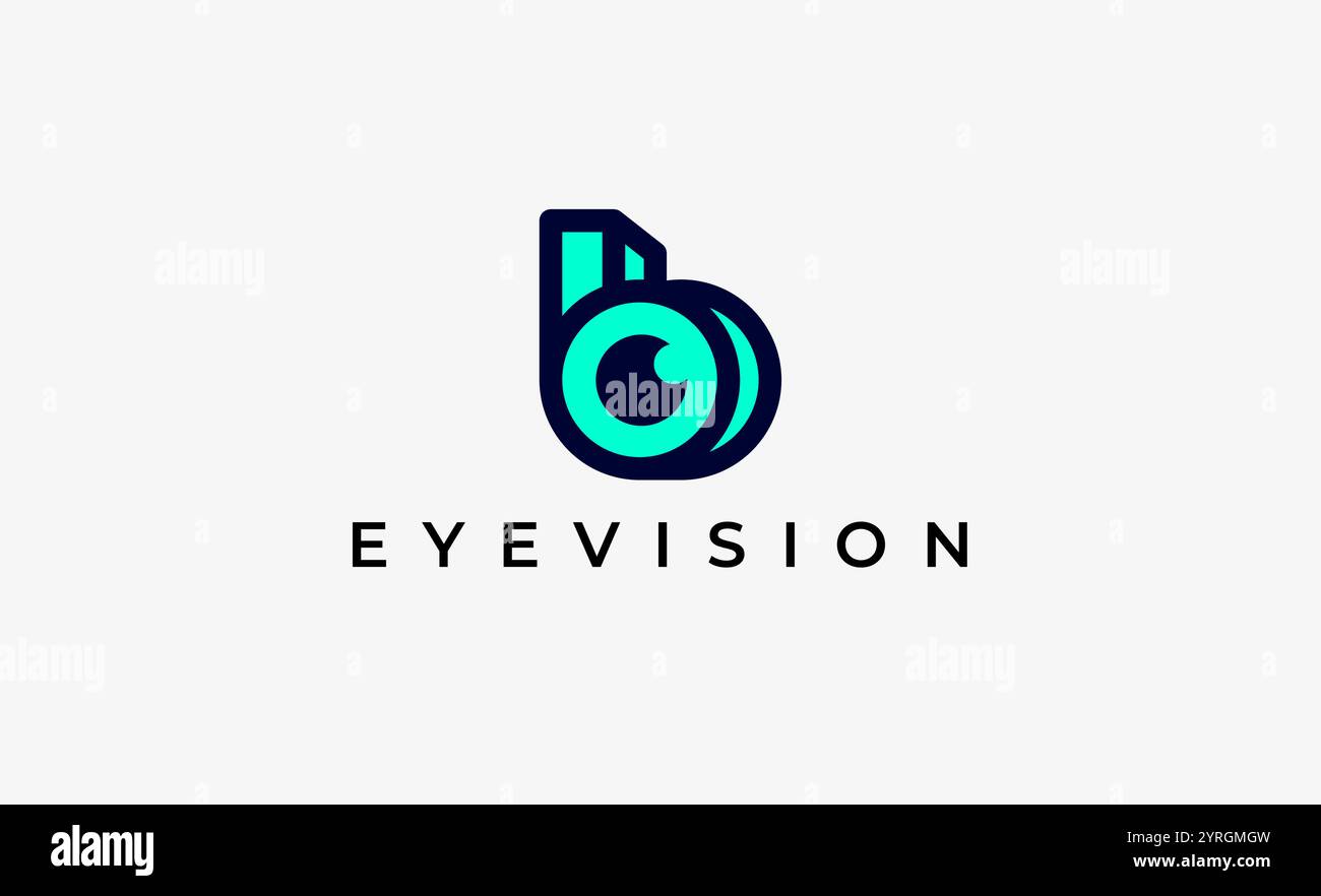 Logo lettre B et Eye Vision. Numérique, visuel avec un concept moderne et minimaliste. Fichier modifiable. Illustration de Vecteur