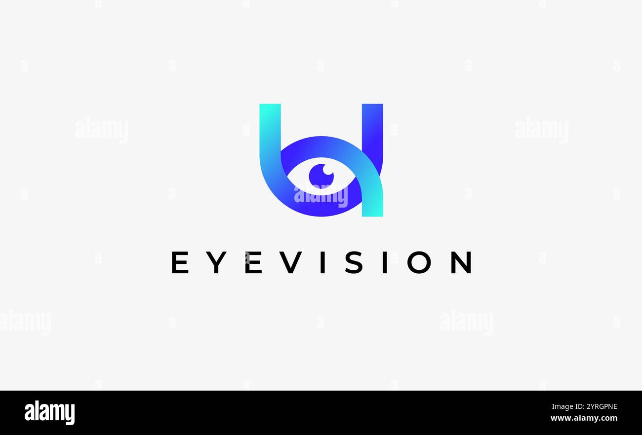 Logo lettre U et Eye Vision. Numérique, visuel avec un concept moderne et minimaliste. Fichier modifiable. Illustration de Vecteur