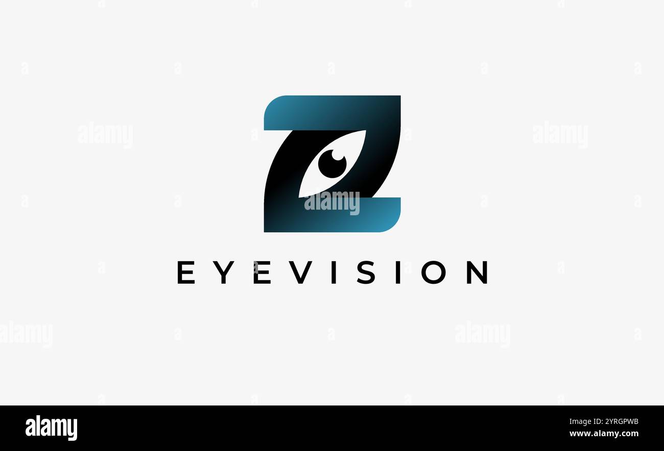Logo lettre Z et Eye Vision. Numérique, visuel avec un concept moderne et minimaliste. Fichier modifiable. Illustration de Vecteur