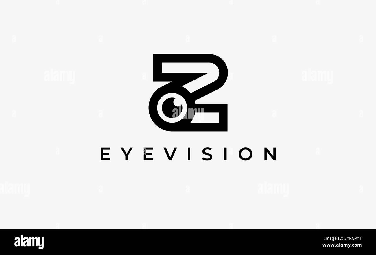 Logo lettre Z et Eye Vision. Numérique, visuel avec un concept moderne et minimaliste. Fichier modifiable. Illustration de Vecteur