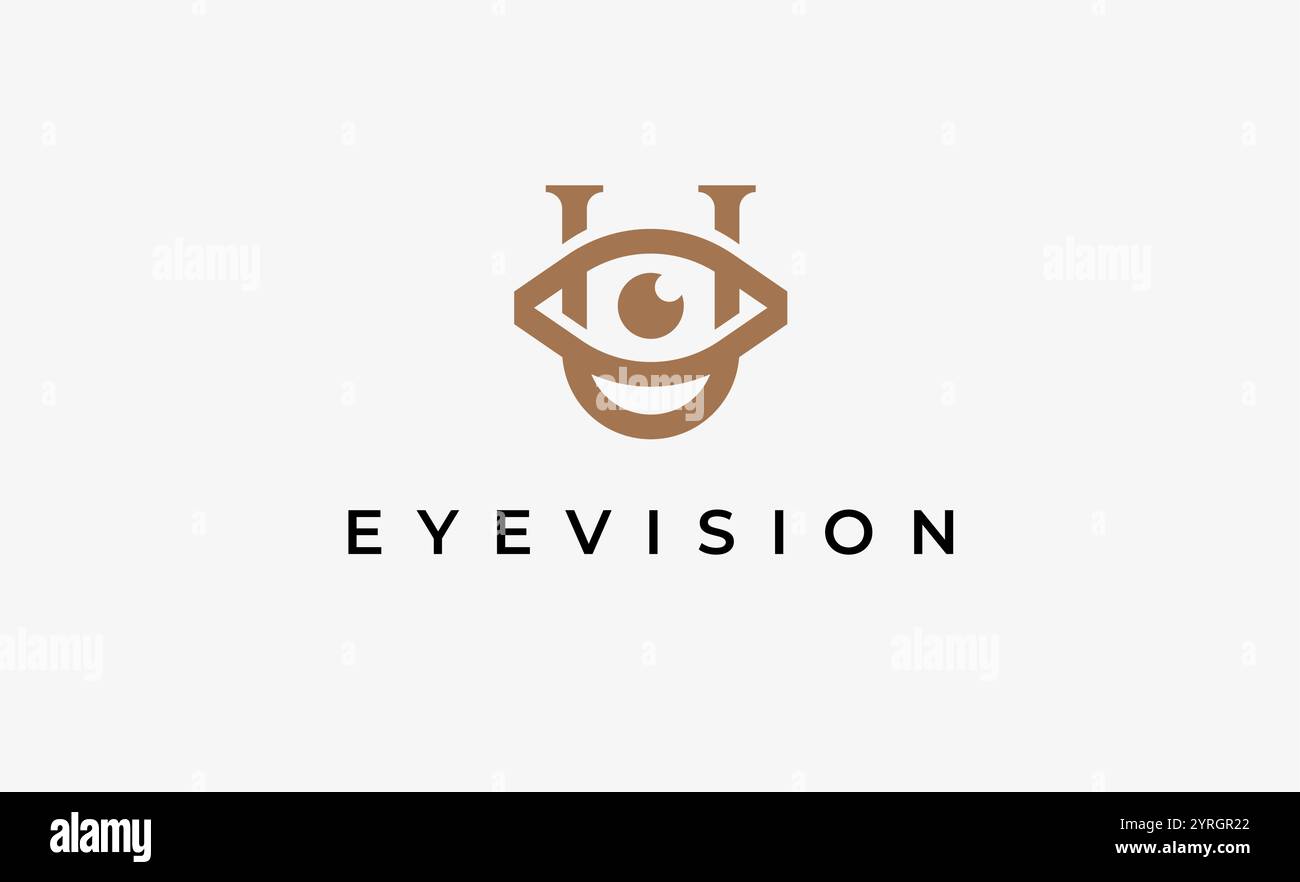 Logo lettre U et Eye Vision. Numérique, visuel avec un concept moderne et minimaliste. Fichier modifiable. Illustration de Vecteur