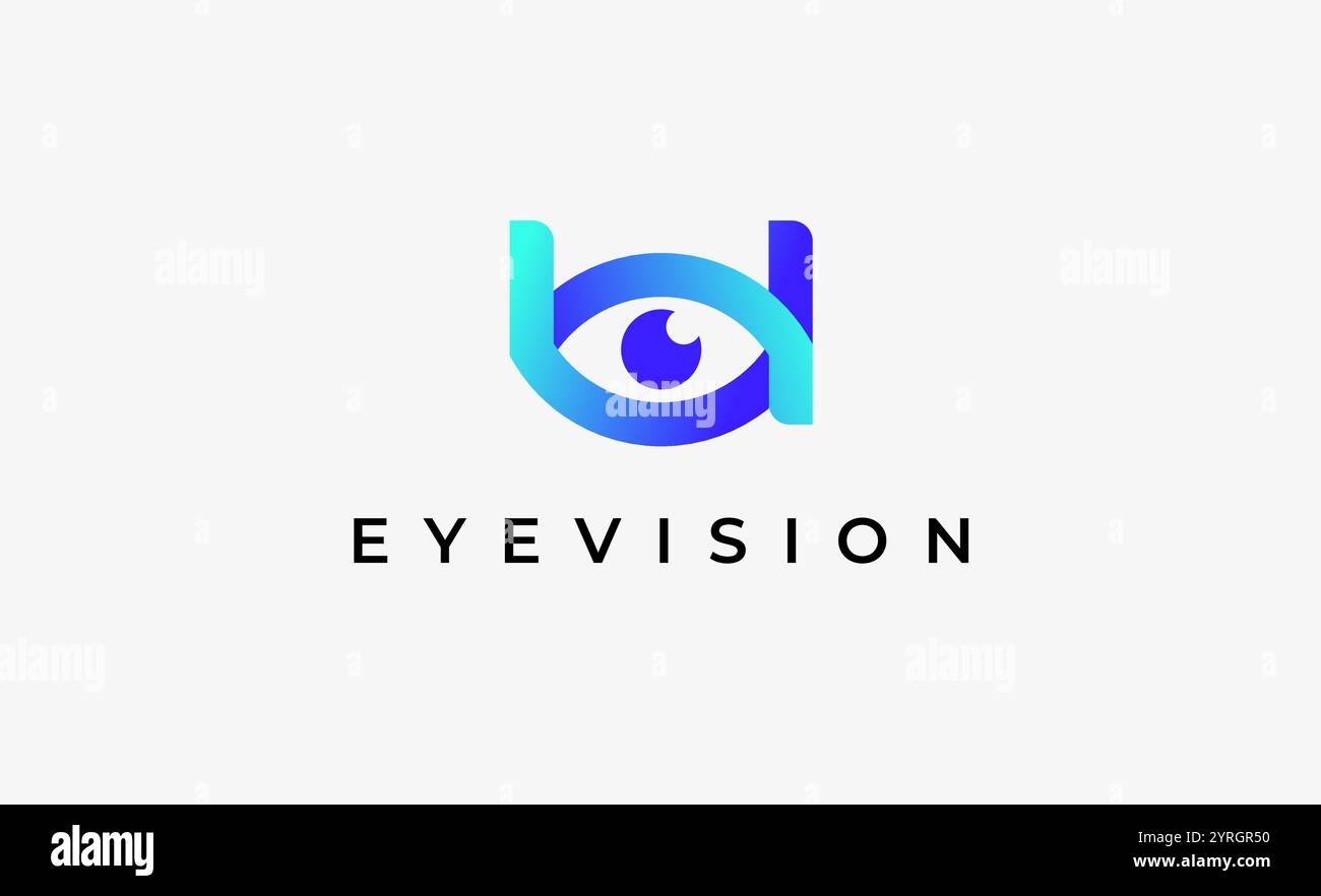 Logo lettre U et Eye Vision. Numérique, visuel avec un concept moderne et minimaliste. Fichier modifiable. Illustration de Vecteur