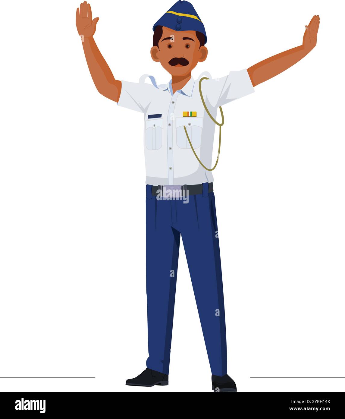 Police de la circulation faisant panneau d'arrêt avec la main, police de la circulation indienne Illustration de Vecteur