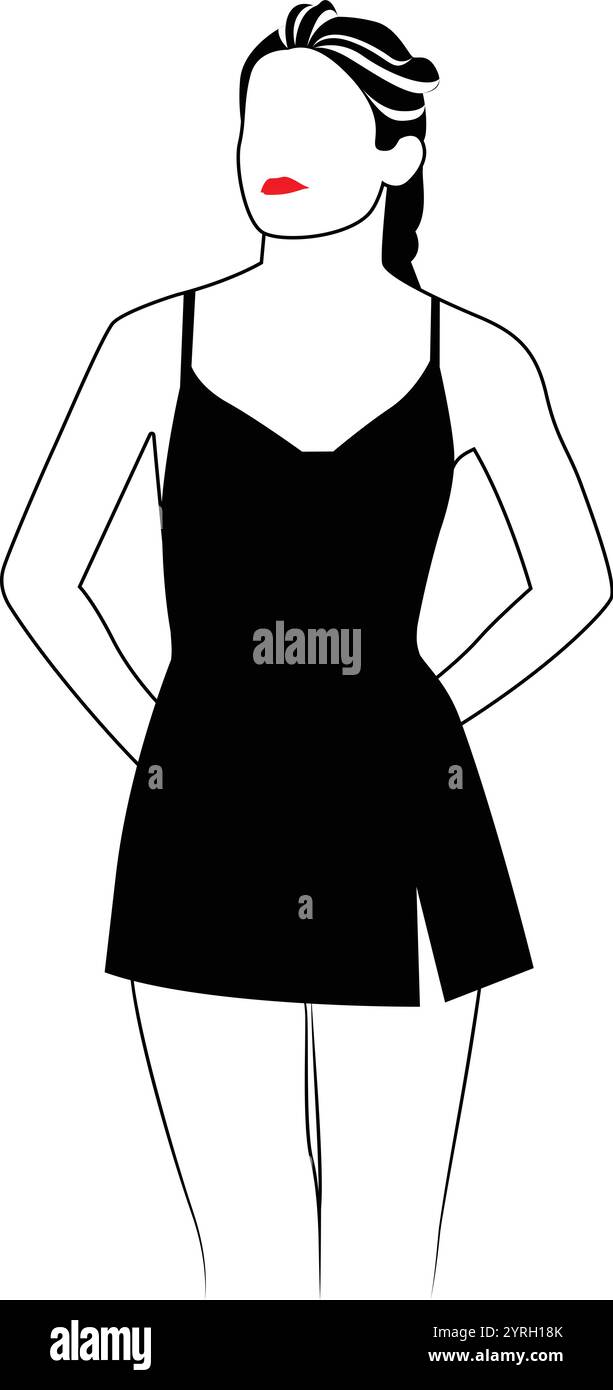 Femme en mini robe, modèle photoshoot Flat Vector illustration Illustration de Vecteur