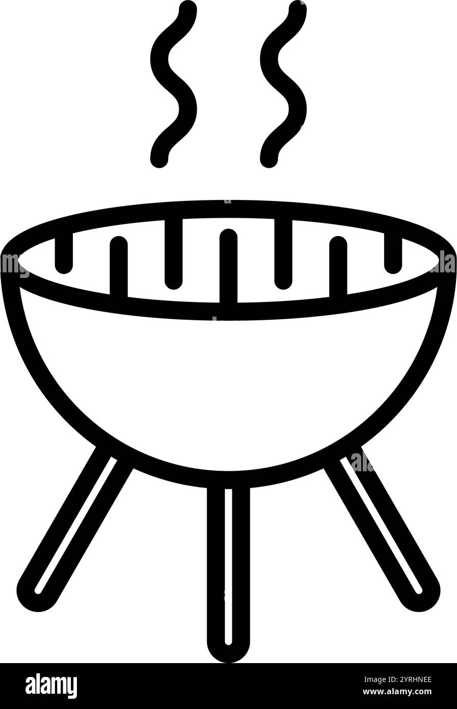Icône de ligne de barbecue. Gril avec signe vectoriel de contour de fumée, pictogramme de style linéaire. Symbole BBQ, illustration du logo. Contour modifiable Illustration de Vecteur