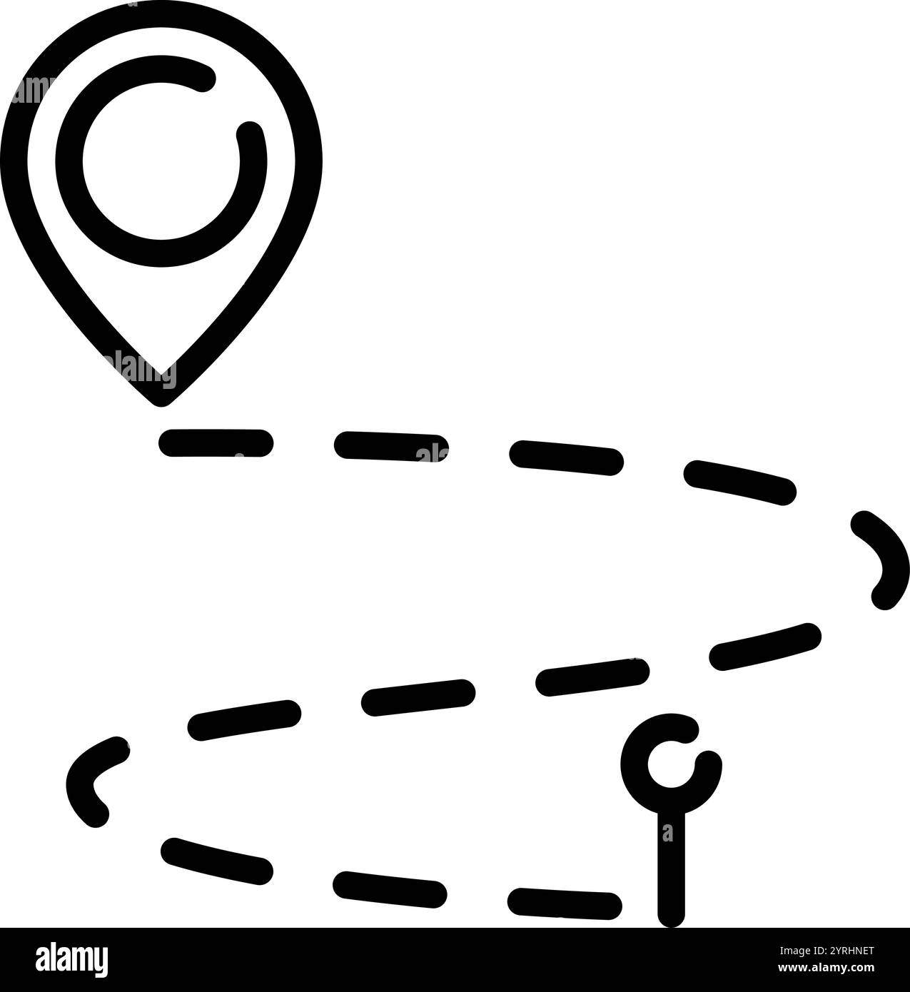 Icône de ligne d'itinéraire. Signe vectoriel de contour de navigation. Pictogramme de style linéaire d'emplacement. Symbole GPS, illustration du logo. Contour modifiable Illustration de Vecteur