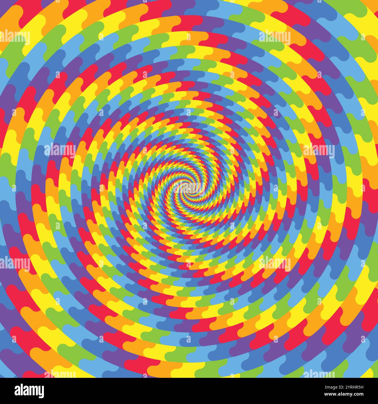 Fond de tourbillon hypnotique arc-en-ciel spirale, illusion optique du mouvement, illustration vectorielle opt art style, géométrique abstrait coloré, p multicolore Illustration de Vecteur