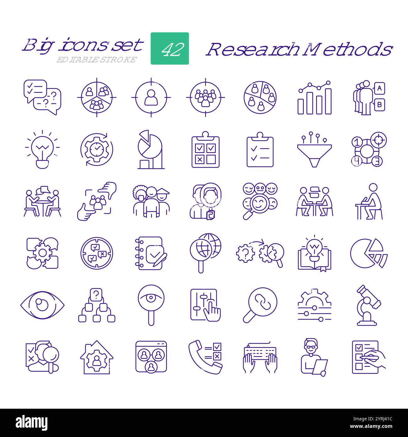 Ensemble d'icônes linéaires de méthodes de recherche Illustration de Vecteur