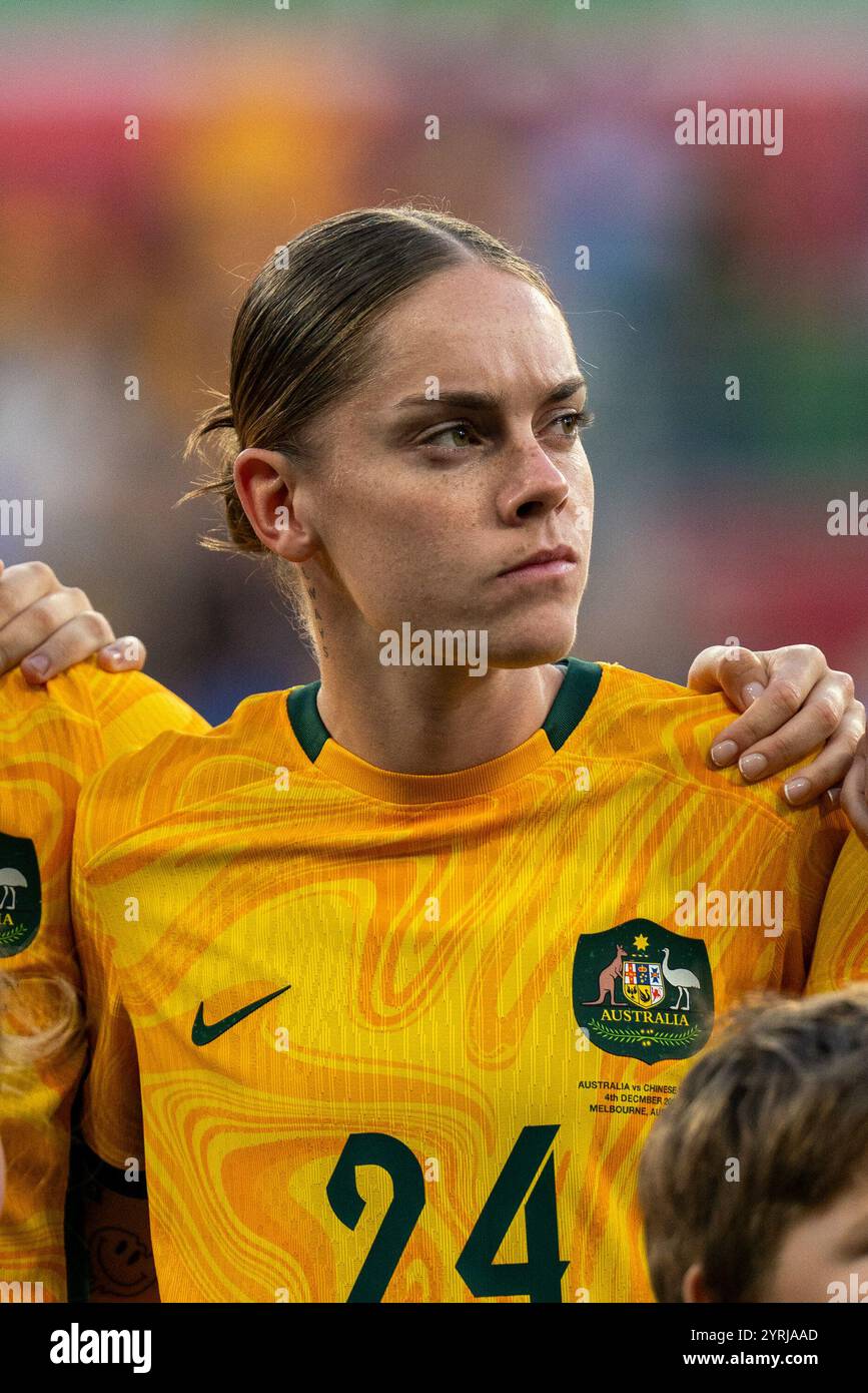 Melbourne, Australie. 04th Dec, 2024. Melbourne, Australie, 4 décembre 2024 : Portrait de Sharn Freier (24 Australie) lors du match amical international entre l'Australie et le Taipei chinois au parc AAMI à Melbourne, Australie. (NOE Llamas/SPP) crédit : photo de presse sportive SPP. /Alamy Live News Banque D'Images