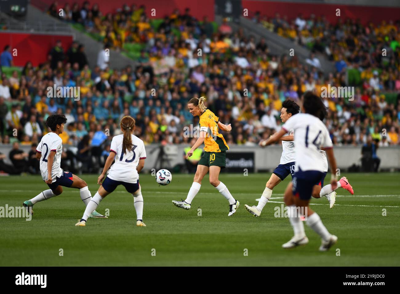 MELBOURNE, AUSTRALIE. 4 décembre 2024. Sur la photo : Emily Van Egmond de l'australienne Matildas lors de l'Australia Matildas vs Chinese Taipei International Friendly au parc AAMI de Melbourne le 4 décembre 2024. Crédit : Karl Phillipson/Alamy Live News Banque D'Images