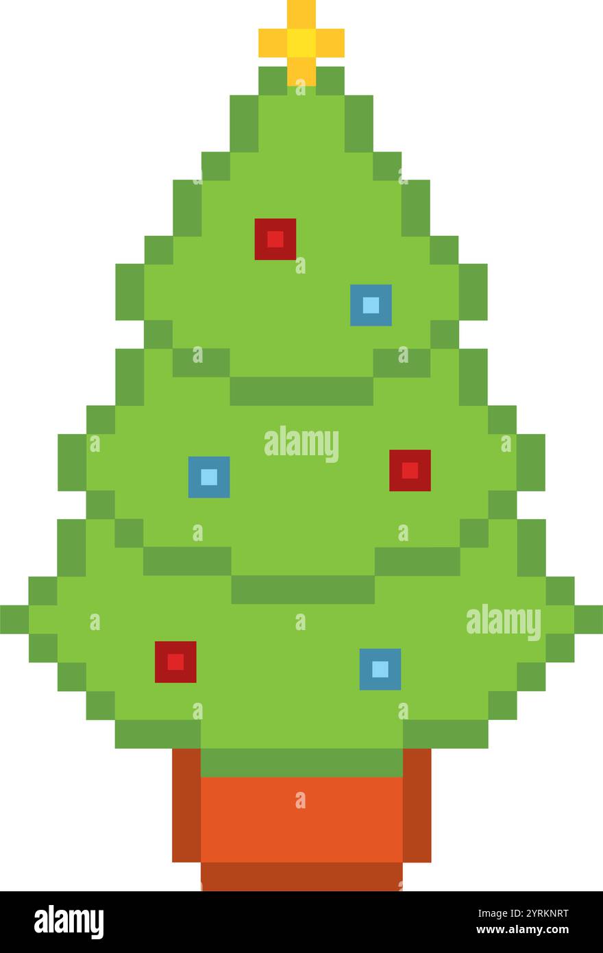 Arbre de Noël pixel art avec décorations vecteur Illustration de Vecteur