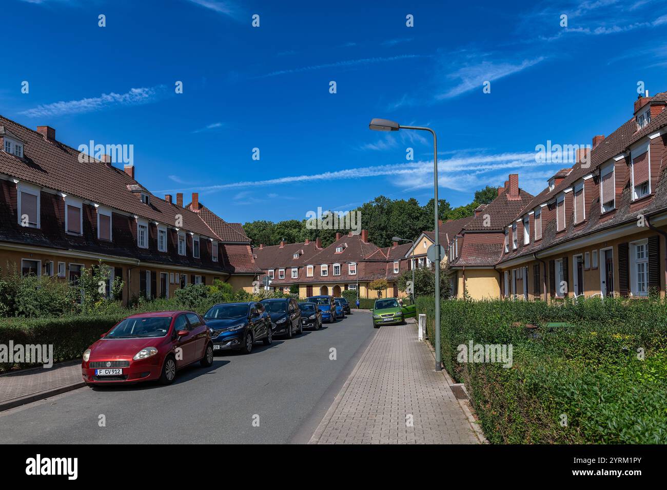 Maisons d'un lotissement dans l'ouest de Francfort, Allemagne Banque D'Images