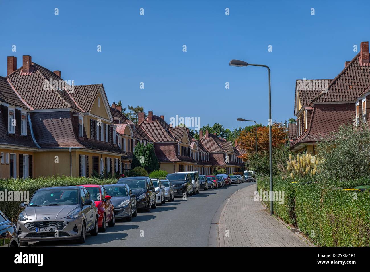 Maisons d'un lotissement dans l'ouest de Francfort, Allemagne Banque D'Images