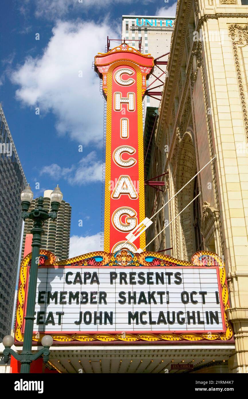 The Loop, North State Street, Chicago Theater Marquee. Chicago. Illinois, États-Unis Banque D'Images