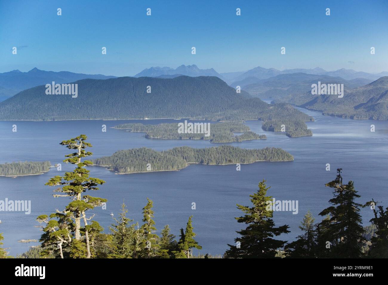 Montagnes le long du détroit de Sitka depuis Harbor Mountain. Sitka. Alaska du Sud-est. ÉTATS-UNIS. Banque D'Images