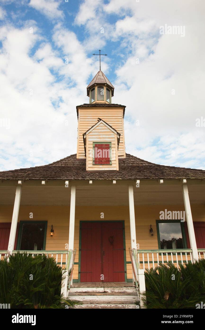 USA, Louisiane, pays Cajun, Lafayette, Vermillonville Créole Cajun Patrimoine et traditions populaires du parc, La Chapelle des église Attakapas, extérieur Banque D'Images