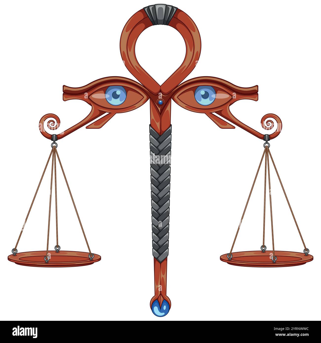 Anciennes échelles égyptiennes du jugement d'Osiris. Écailles égyptiennes avec des yeux d'Horus Illustration de Vecteur