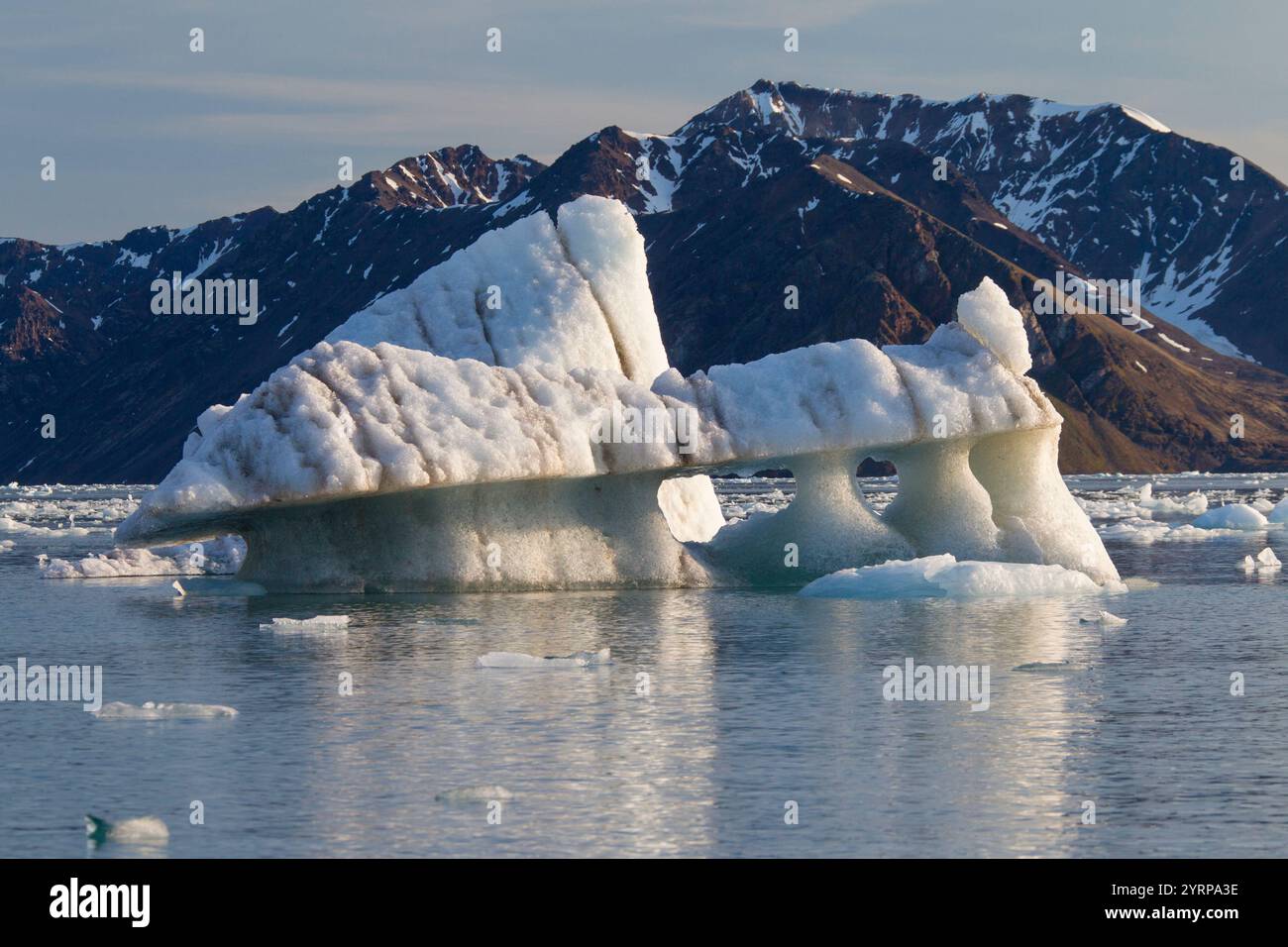 Banquise dans le fjord de Lilliehoeoek, Krossfjord, Spitzberg, Norvège Banque D'Images