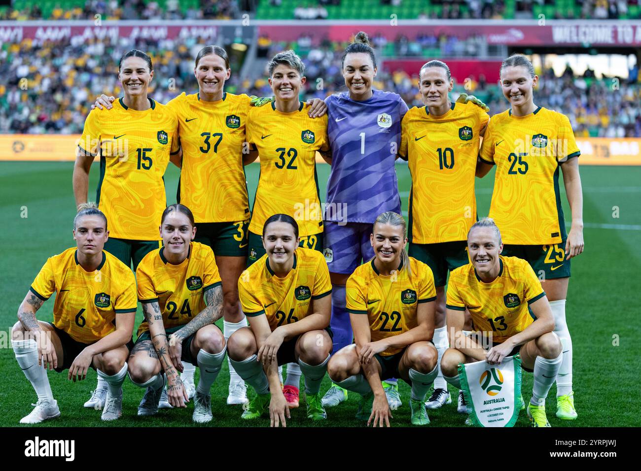 Melbourne, Australie, 4 décembre 2024. CommBank Matildas débute onze ans lors du match amical international féminin entre les australiennes et les chinoises Taipei à AAMI Park le 4 décembre 2024 à Melbourne, Australie. Crédit : Santanu Banik/Speed Media/Alamy Live News Banque D'Images