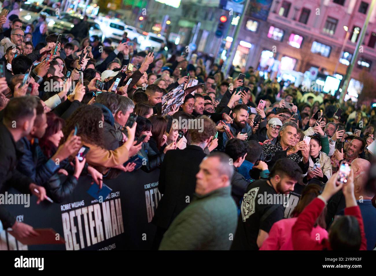 Madrid, Espagne. 04th Dec, 2024. Robbie Williams assiste à la première de Better Man au Capitol Cinema le 4 décembre 2024 à Madrid, en Espagne. Crédit : album/Alamy Live News Banque D'Images