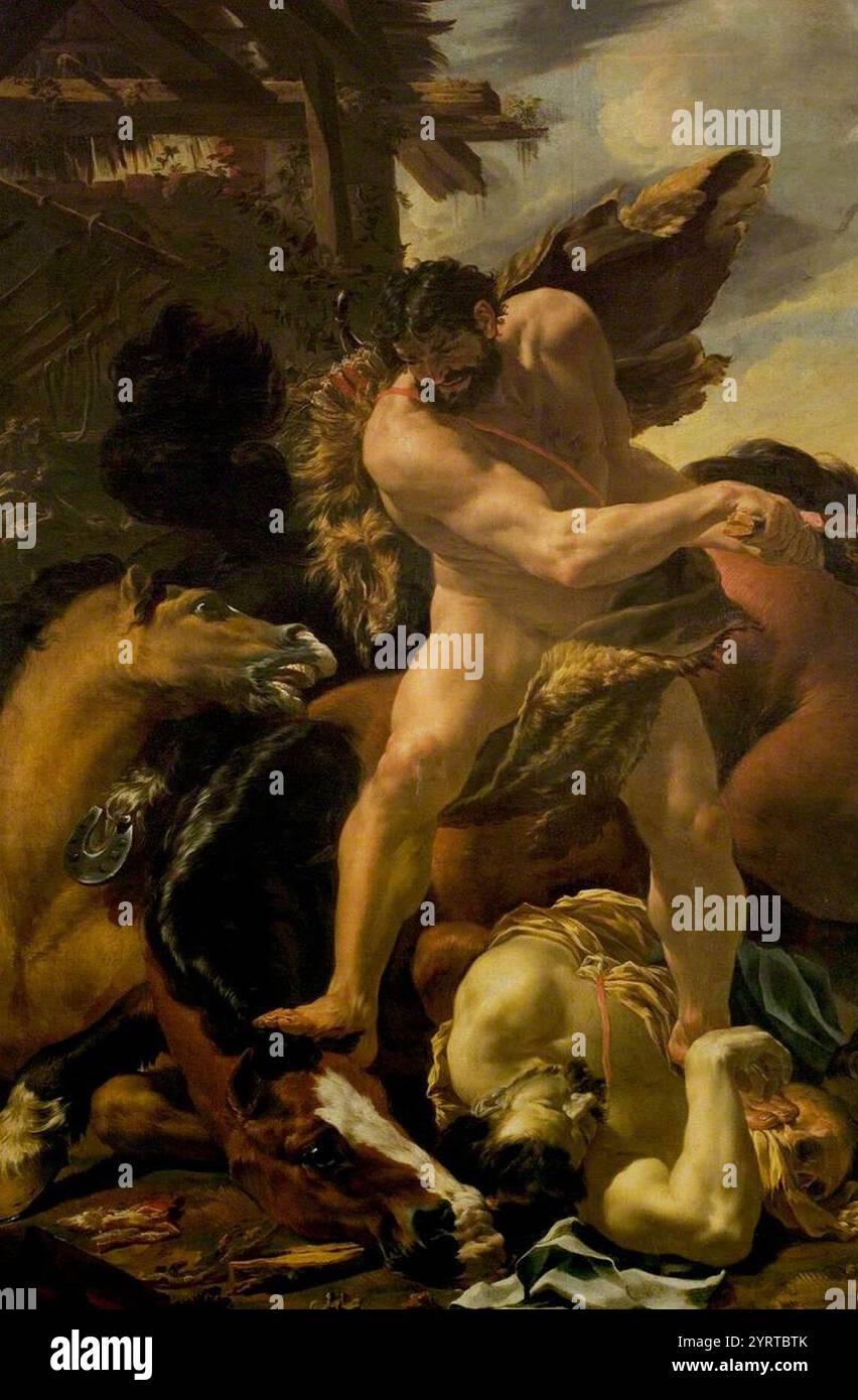 Charles le Brun (1619-1690) - Hercule vaincre Diomedes Banque D'Images