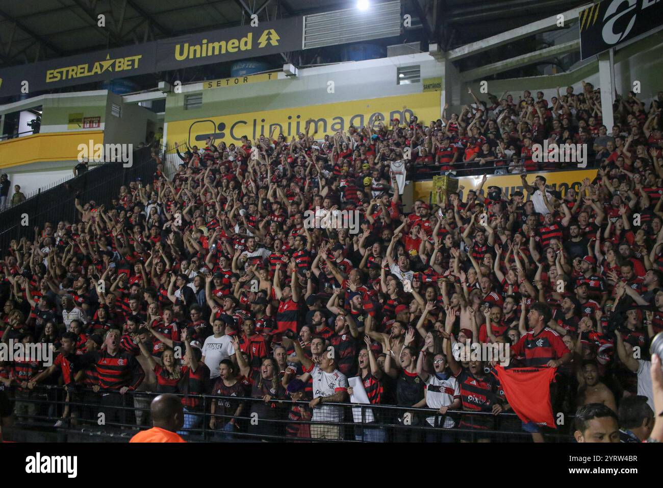 SC - CRICIUMA - 12/04/2024 - BRÉSIL A 2024, CRICIUMA x FLAMENGO - fans de Flamengo lors du match contre Criciuma au stade Heriberto Hulse pour le championnat brésilien A 2024. Photo : Leonardo Hubbe/AGIF (photo Leonardo Hubbe/AGIF/SIPA USA) Banque D'Images