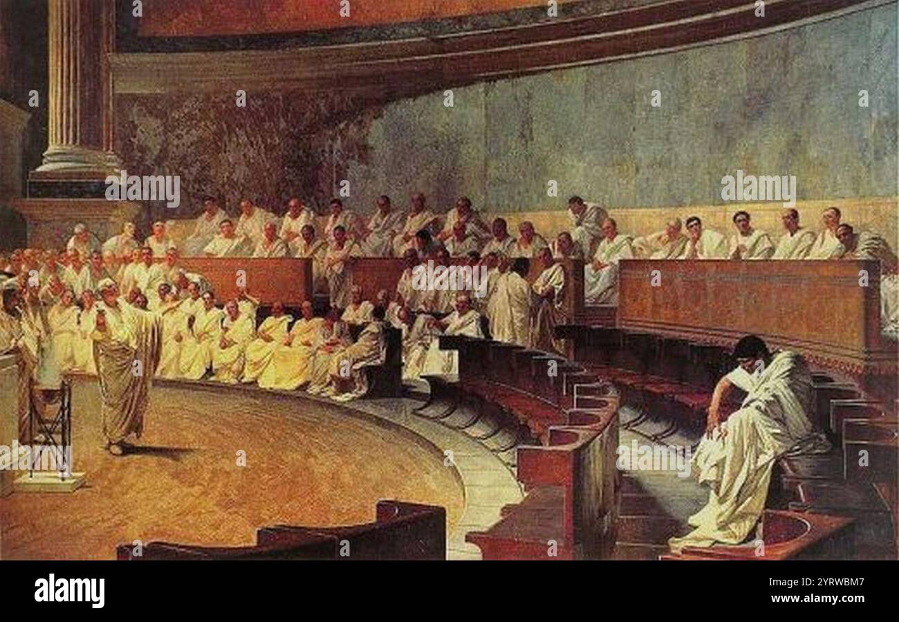Cicéron dénonce Catiline au Sénat romain par Cesare Maccari - 2. Banque D'Images