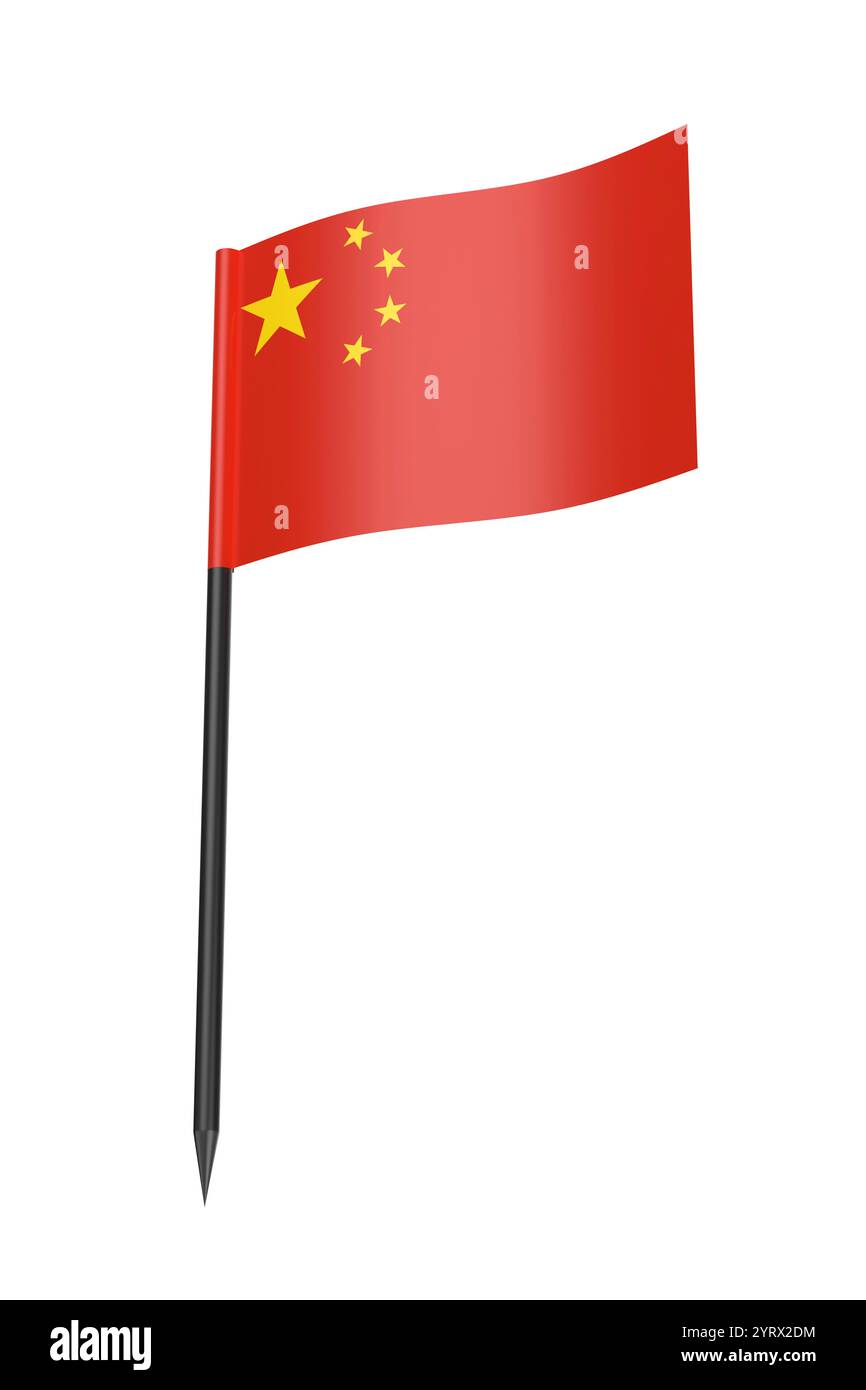 Cure-dent drapeau chinois isolé sur un fond blanc Banque D'Images