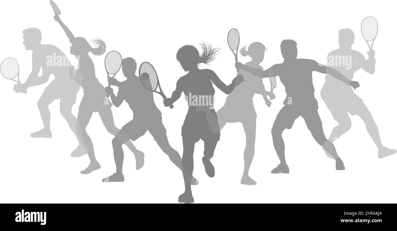 Silhouette tennis Players concept silhouettes Illustration de Vecteur
