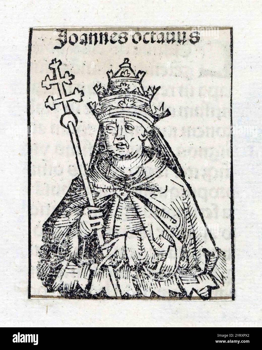 Le pape Jean VIII représenté dans le Liber Chronicarum 1493 Banque D'Images Le pape Jean VIII représenté dans le Liber Chronicarum 1493 Banque D'Images