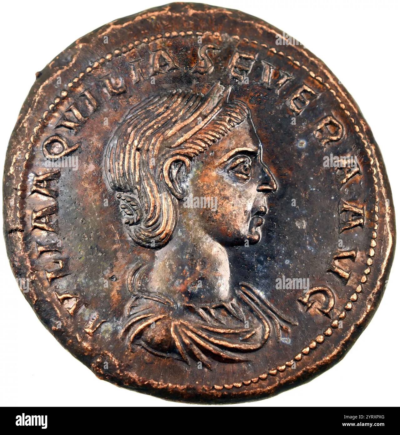 Roman Sestertius Julia Aquilia Severa épouse d'Elagabale Banque D'Images