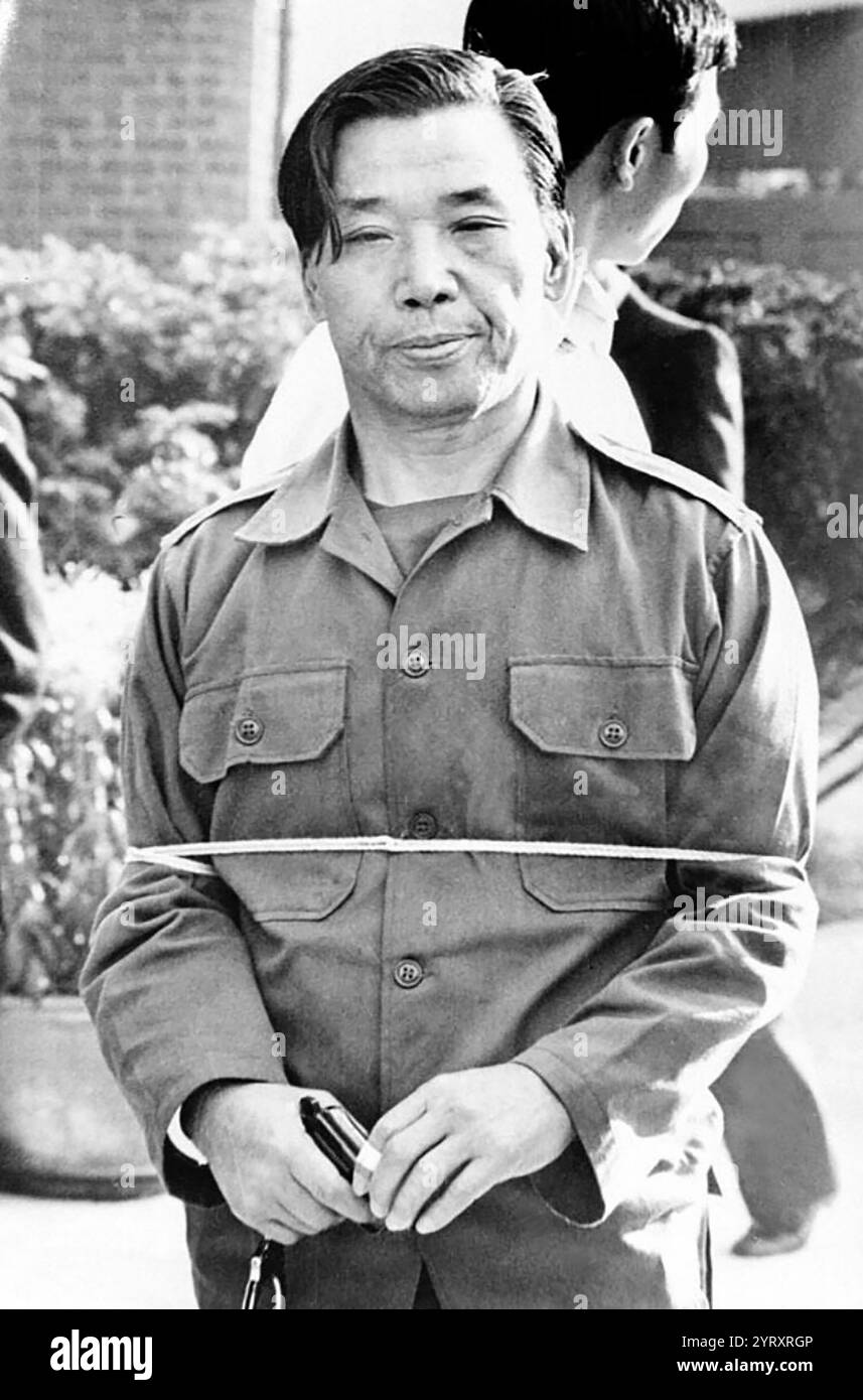 Kim Jae gyu assassin du président Park Chung Hee, le troisième président de la Corée du Sud, assassiné le 26 octobre 1979, lors d'un dîner à la maison sûre de l'Agence centrale de renseignement coréenne (KCIA) près de l'enceinte présidentielle de la Maison bleue dans le district de Jongno, Séoul, Corée du Sud. C'était le premier assassinat d'un chef d'État en Corée du Sud et en Corée en 605 ans, depuis l'assassinat de Gongmin de Goryeo. Kim Jae gyu, directeur de la KCIA et chef de la sécurité du président, était responsable de l'assassinat. Park a été abattu dans la poitrine et la tête, et est mort presque immedia Banque D'Images