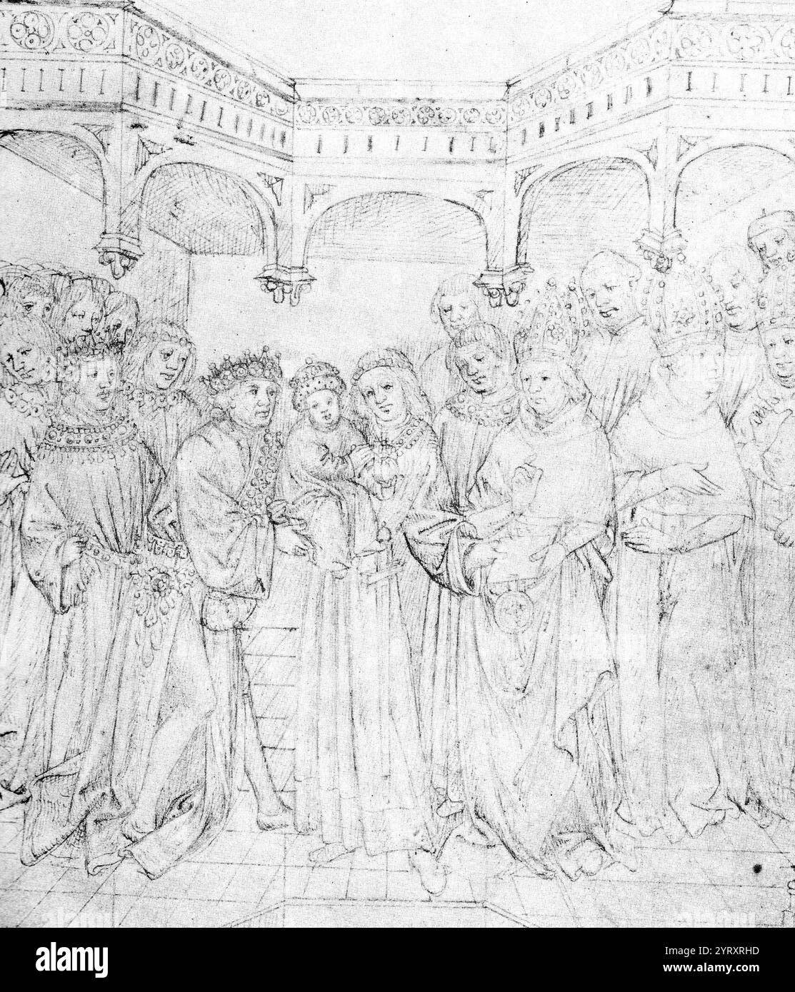 Henri VI, lors de son accession au trône, est placé sous la garde du comte de Warwick. Henry est né le 6 décembre 1421 au château de Windsor, le seul enfant et héritier apparent du roi Henri V. succédant au trône en tant que roi d'Angleterre à l'âge de huit mois le 1er septembre 1422, le lendemain de la mort de son père ; il reste la plus jeune personne à avoir accédé au trône d'Angleterre Banque D'Images