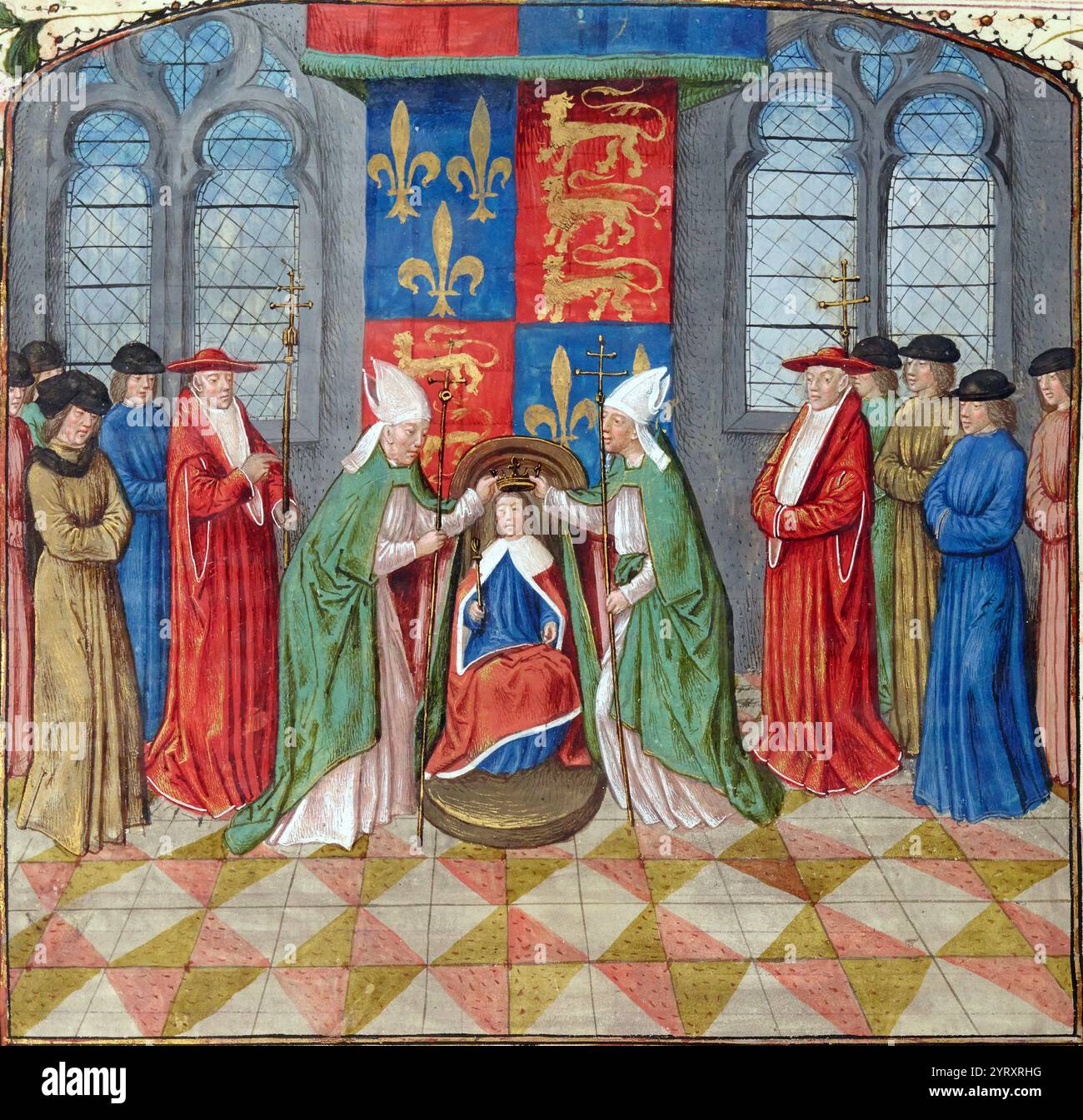 Représentation du milieu du XVe siècle d'Henri étant couronné roi de France à notre Dame de Paris le 16 décembre 1431 Banque D'Images