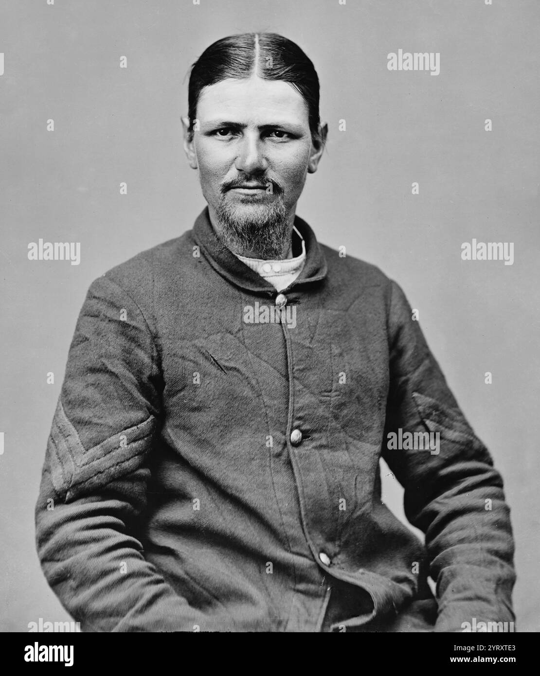 Sergent Thomas H. 'Boston' Corbett (1832 ? Disparu le 26 mai 1888) soldat qui a tué John Wilkes Booth, l'assassin du président Abraham Lincoln le 26 avril 1865. Connu pour ses croyances religieuses pieuses et son comportement excentrique, Corbett serait un bon soldat et aurait été prisonnier de guerre à la prison d'Andersonville. Corbett tire et blesse mortellement Booth lorsque son régiment encercle la grange dans laquelle Booth se cache Banque D'Images