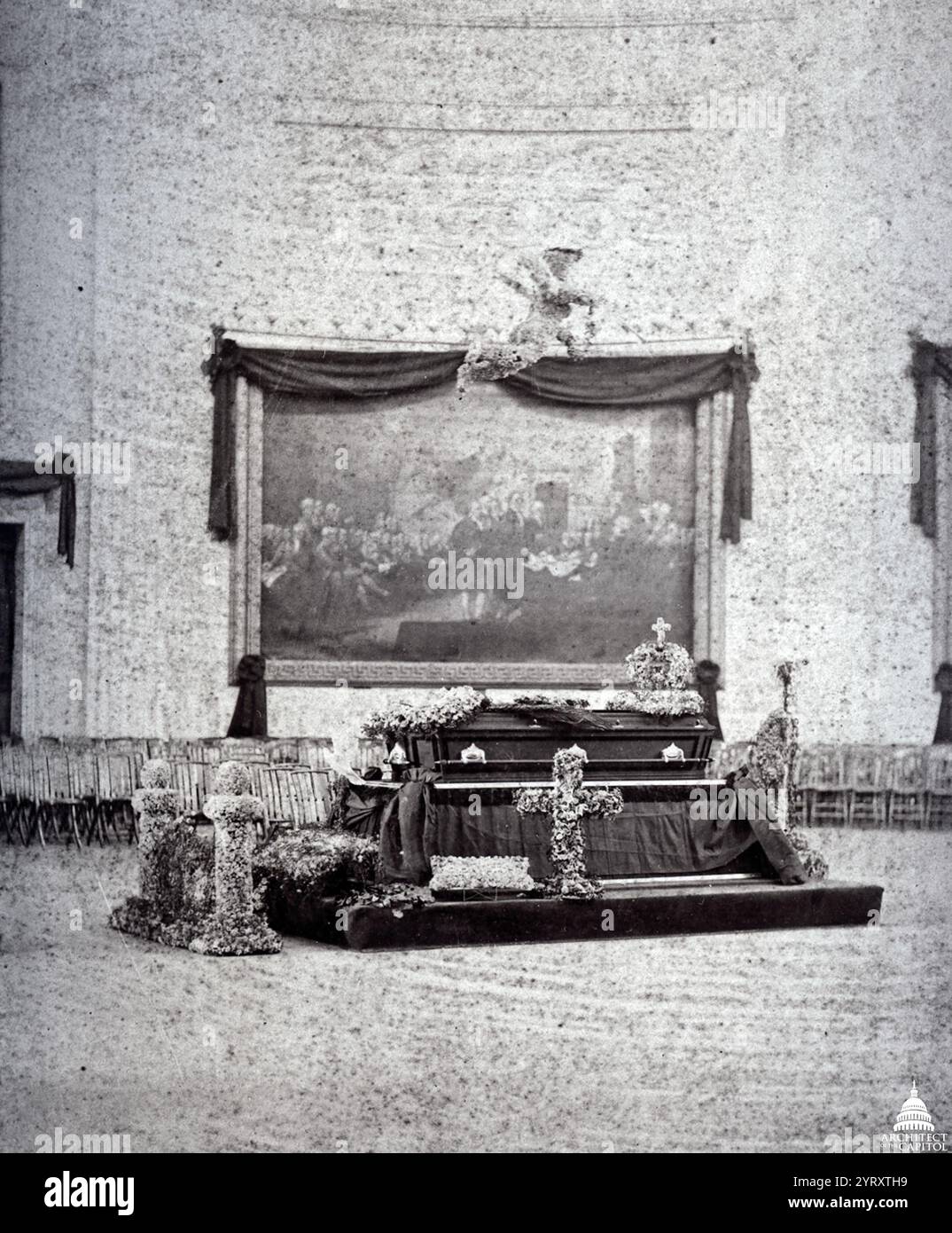 Président Garfield allongé dans l'Etat. Le président James A. Garfield a été membre de la Chambre des représentants de l'Ohio, du 4 mars 1863 au 8 novembre 1880. quand il a démissionné, ayant été élu Président. Il est président des États-Unis du 4 mars 1881 jusqu'à sa mort. Garfield est assassiné le 2 juillet 1881 à Washington, DC, et meurt le 19 septembre 1881 Banque D'Images