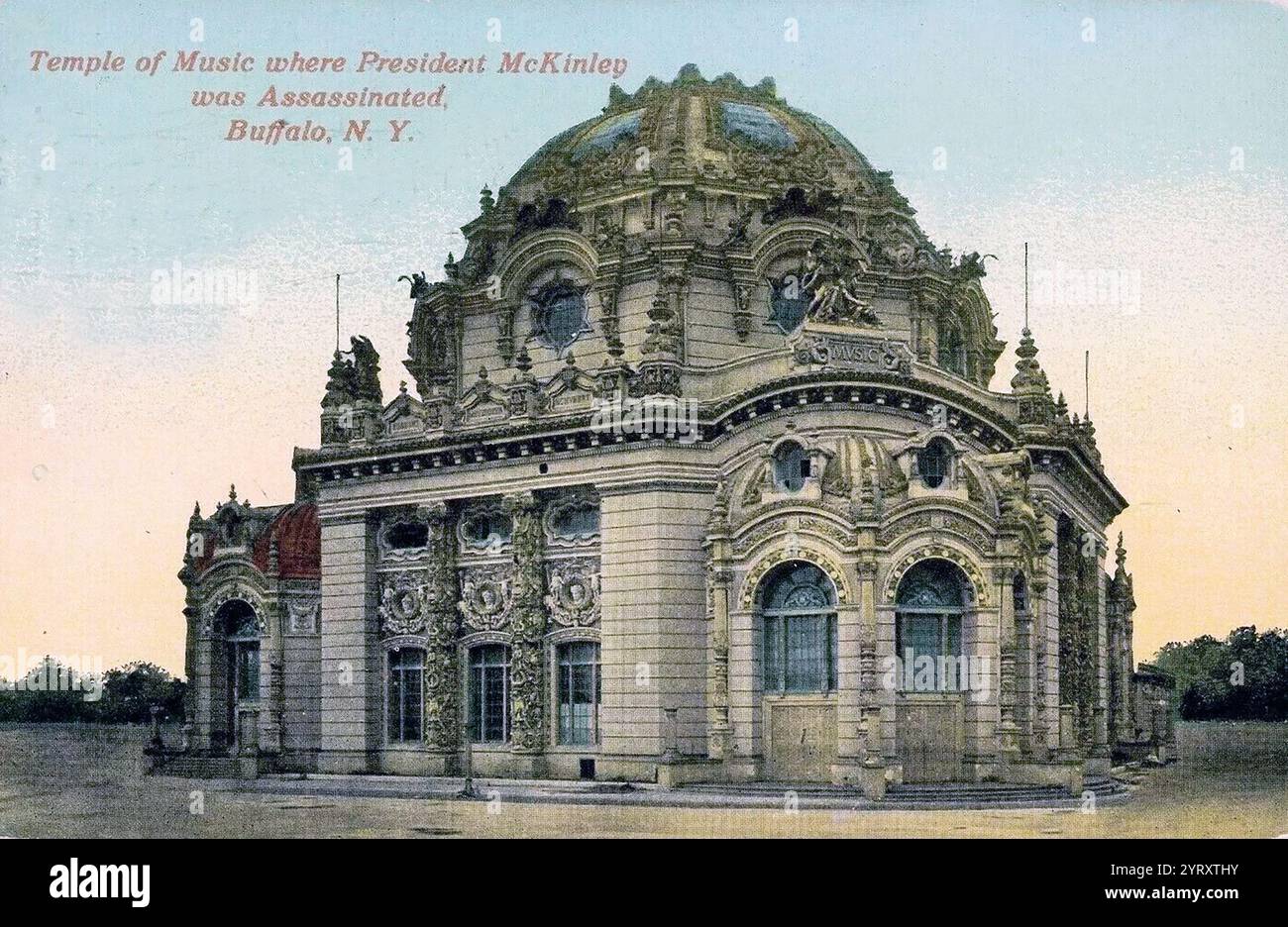 Assassinat du président McKinley du Temple de la musique de Buffalo. William McKinley (29 janvier 1843 ? 14 septembre 1901) était le 25e président des États-Unis, servant de 1897 jusqu'à son assassinat en 1901. Banque D'Images