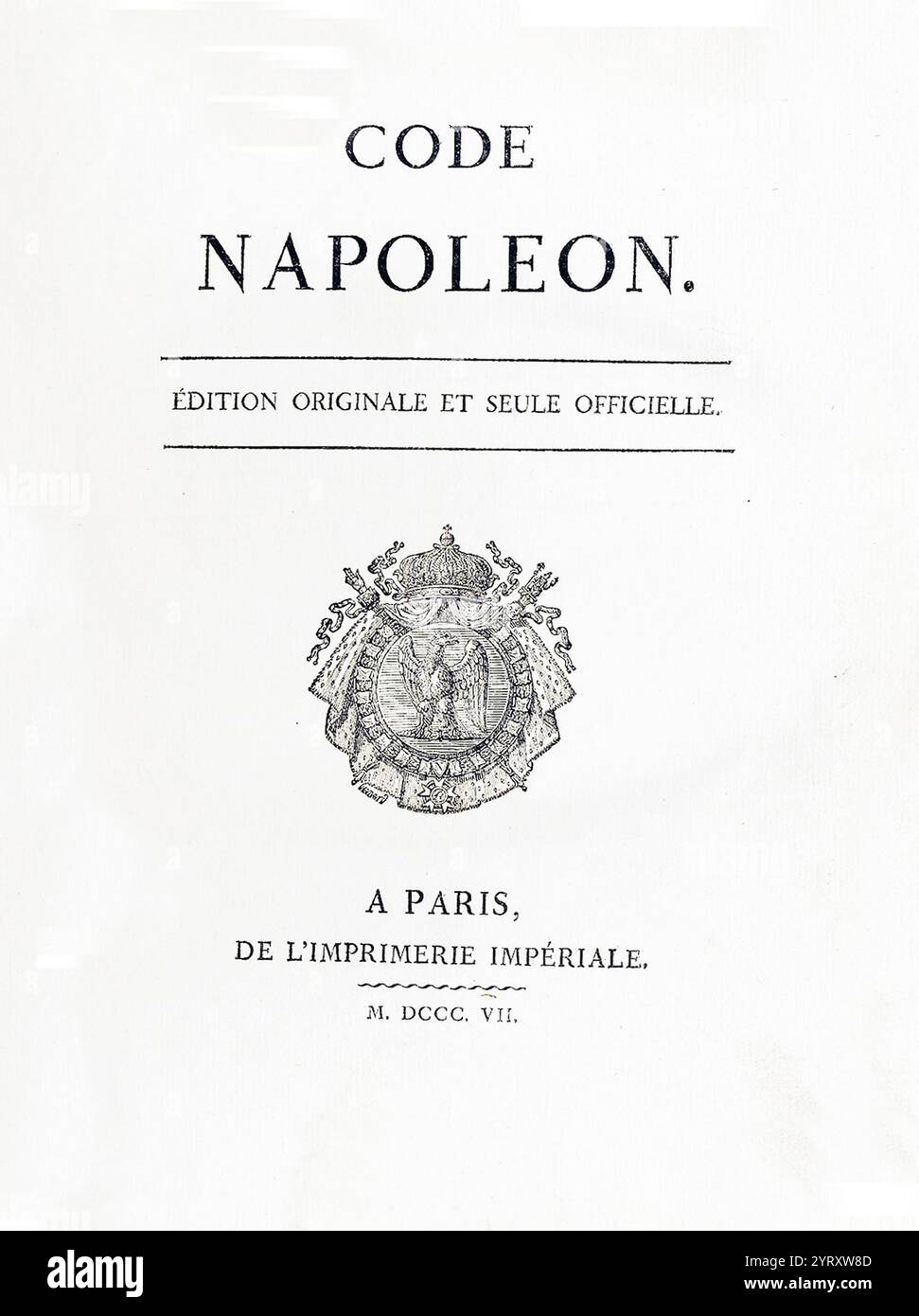 1807 édition du Code Napoléon (Code Napol on). Le code civil français établi sous Napol on I, en 1804. Banque D'Images