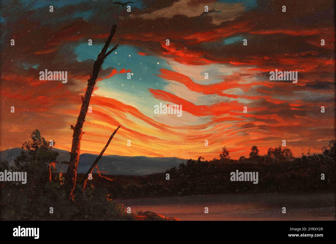 Notre bannière dans le ciel : Une peinture patriote et symbolique après l'attaque du fort Sumter pendant la guerre de Sécession. Frederic Edwin Church (1826?1900). Banque D'Images