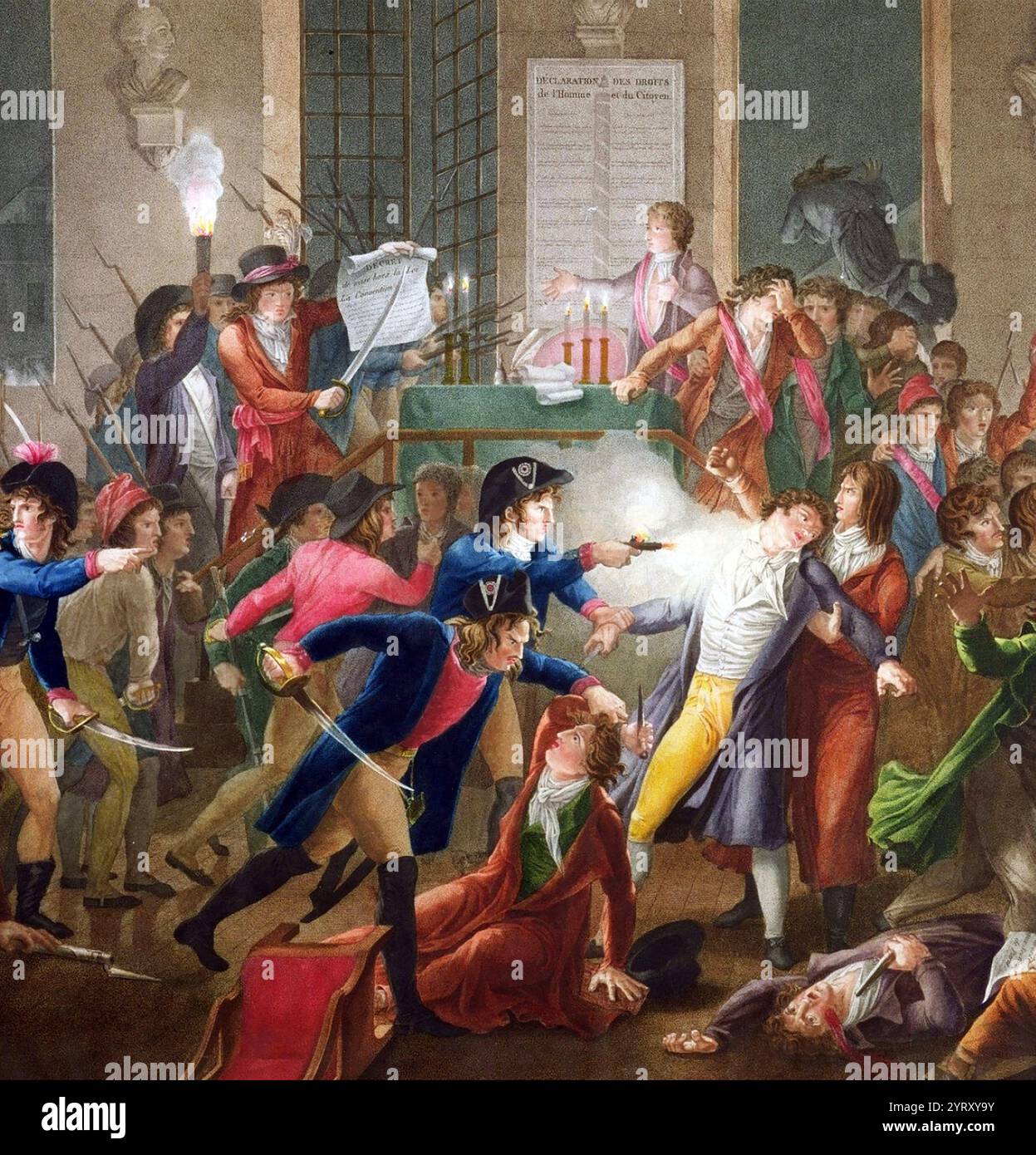 Réaction thermidorienne : peinture du XIXe siècle de la nuit du 9 Thermidor, épousant l'affirmation du gardien national Merda d'avoir abattu Robespierre. Jean-Joseph-Fran?ois Tassaert (1765 - CA.1835) Banque D'Images