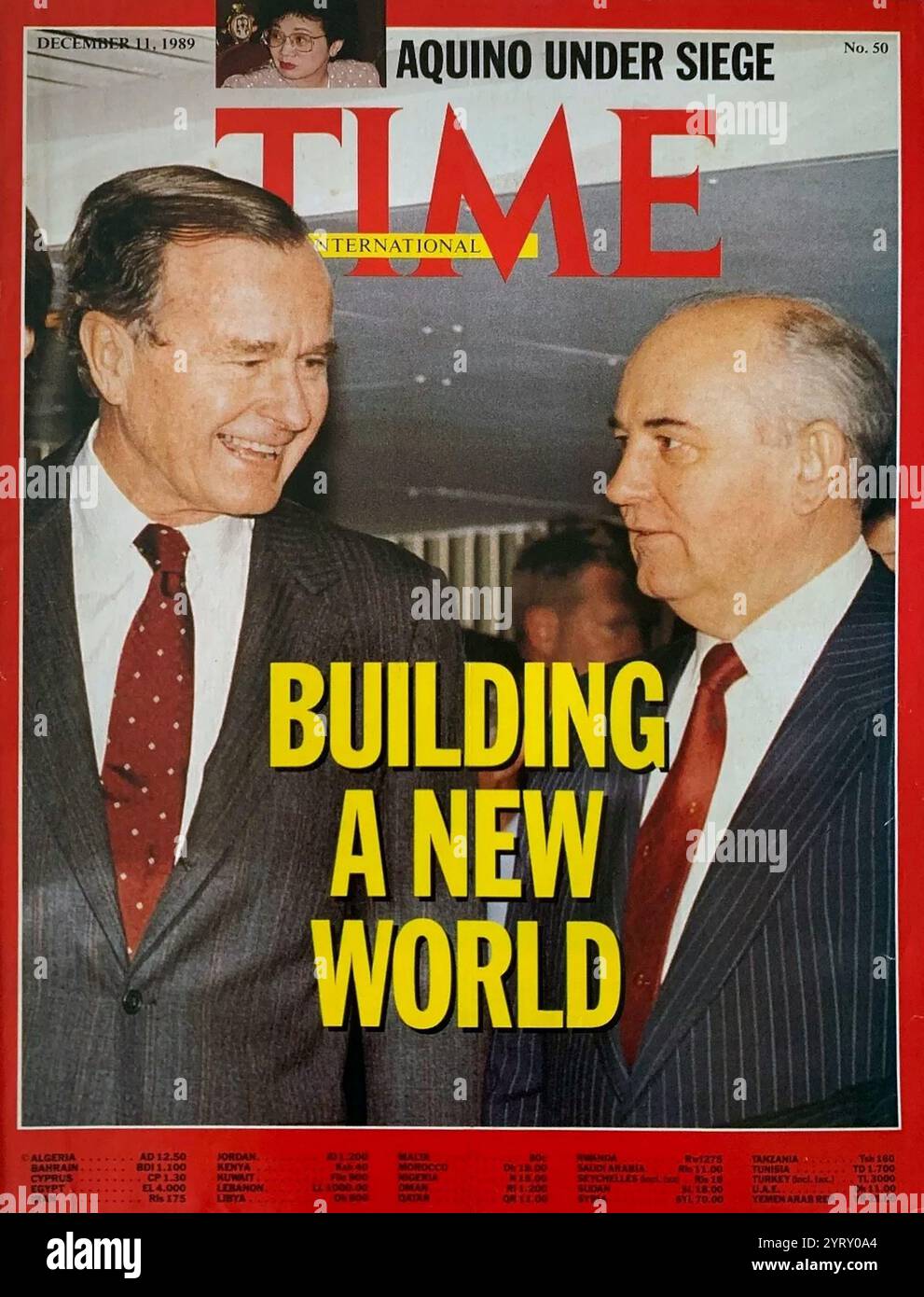 Time Magazine 11 décembre 1989 le président George W. Bush et le dirigeant soviétique Gorbatchev se rencontrent pour améliorer leurs relations à la fin de la guerre froide. Banque D'Images