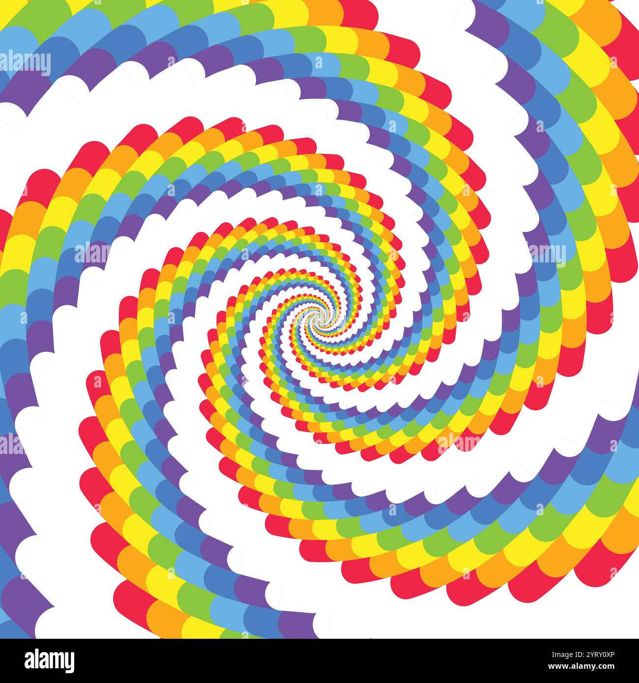 Fond de tourbillon hypnotique arc-en-ciel spirale, illusion optique du mouvement, illustration vectorielle opt art style, géométrique abstrait coloré, p multicolore Illustration de Vecteur