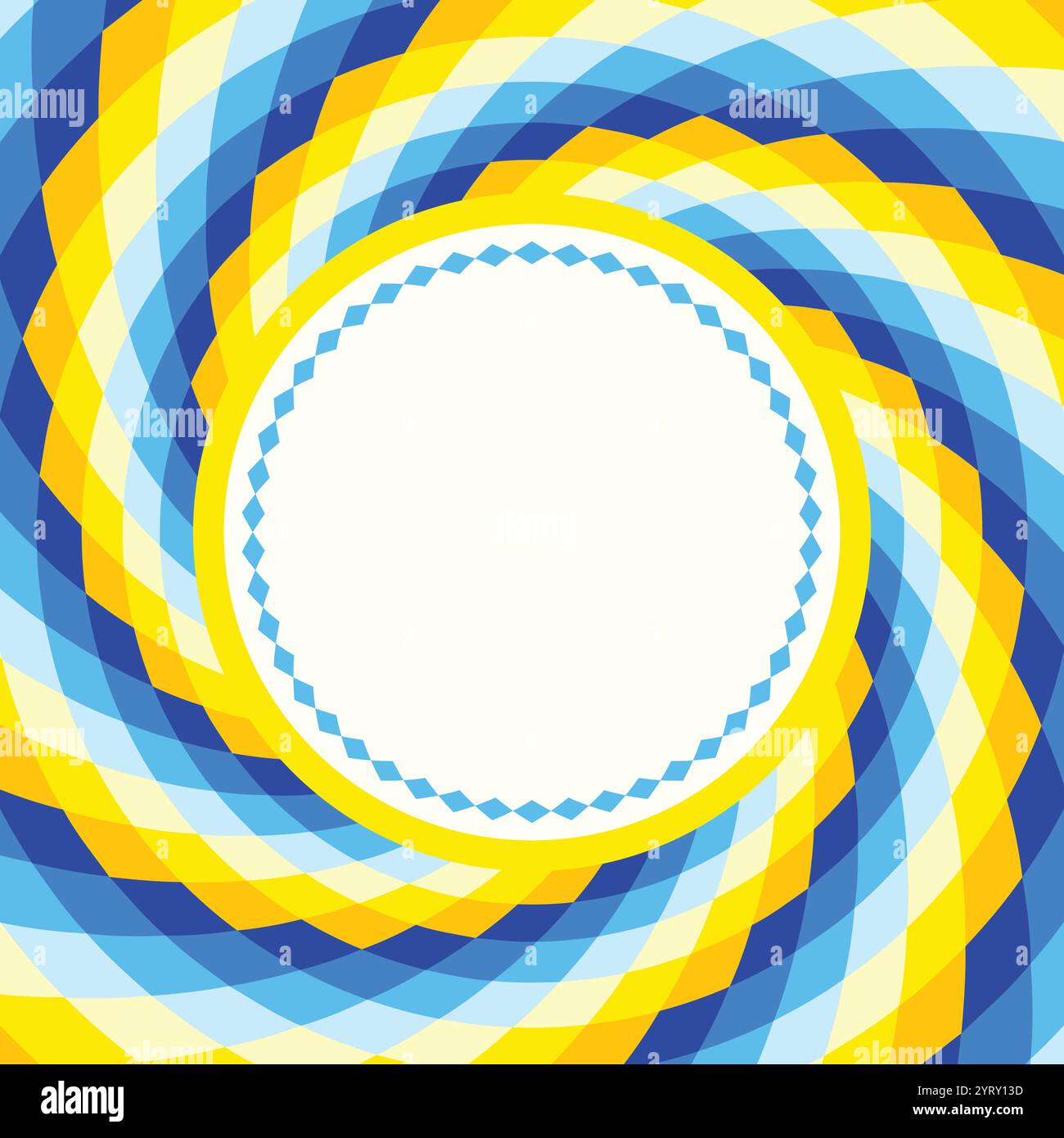 Fond en spirale, illusion optique du mouvement, illustration vectorielle optent pour le style artistique, colorée abstraite géométrique, couleurs bleue, blanche et jaune, ukrain Illustration de Vecteur