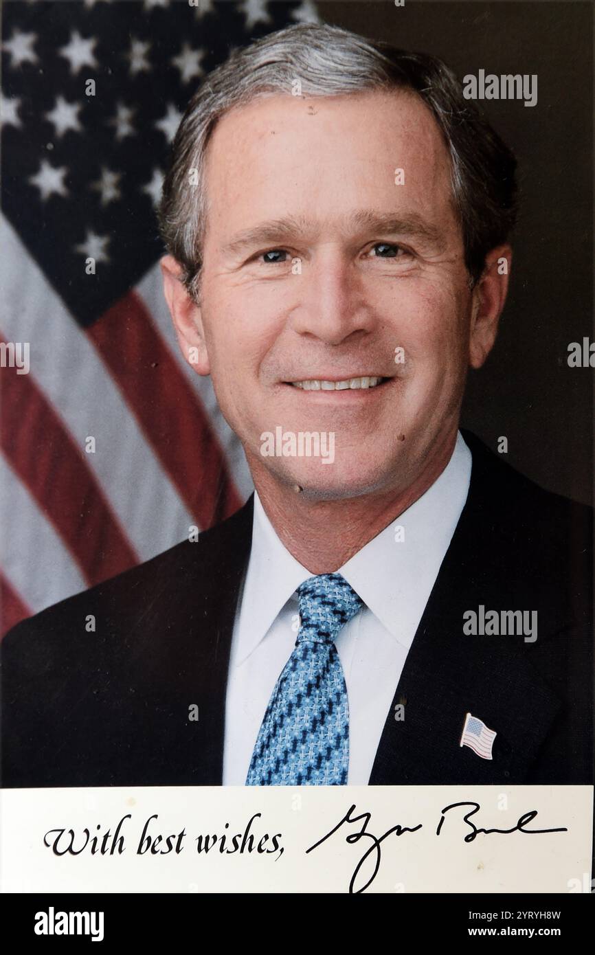 George W. Bush (né en 1946), Junior, 43e président des États-Unis et fils du 41e président Banque D'Images